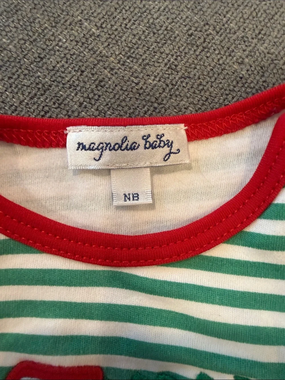Magnolia Green and White Striped Sleep Gown with Red Truck Applique